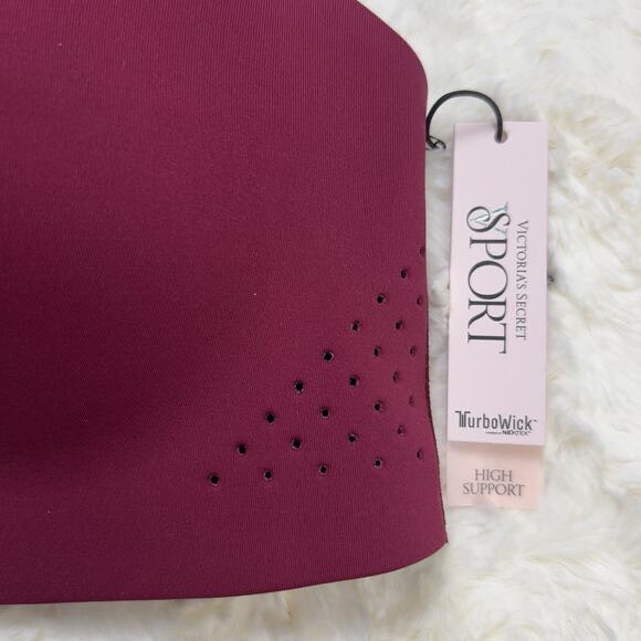 Victoria’s Secret Burgundy Featherweight Max Sports Bra Zip Strappy Back 34C - Picture 8 of 10
